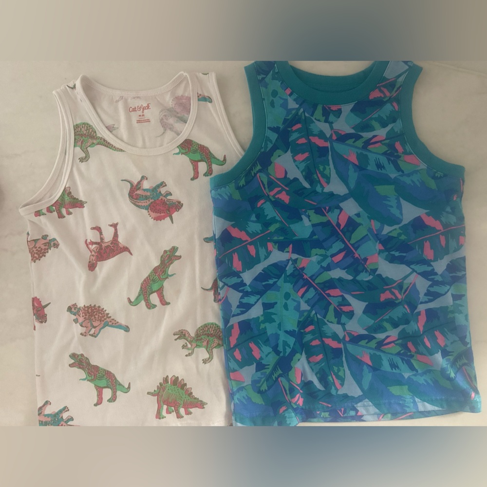 Cat & Jack Dinosaur and Leaf Print Tank Tops